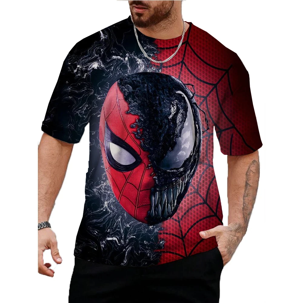 Disney Marvel Summer Men Spider-Man T-Shirt Marvel Heroes Tops Tees Male Casual Stylish Short Sleeve Clothing Fashion Trend