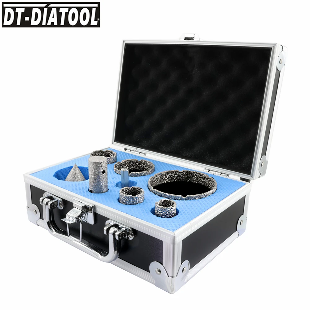 8pk/set DT-DIATOOL 20-75mm Diamond Dry M14 Drill Bit Chamferer Finger Enlarge Grinding Hole Saw Porcelain Tile Granite Stone