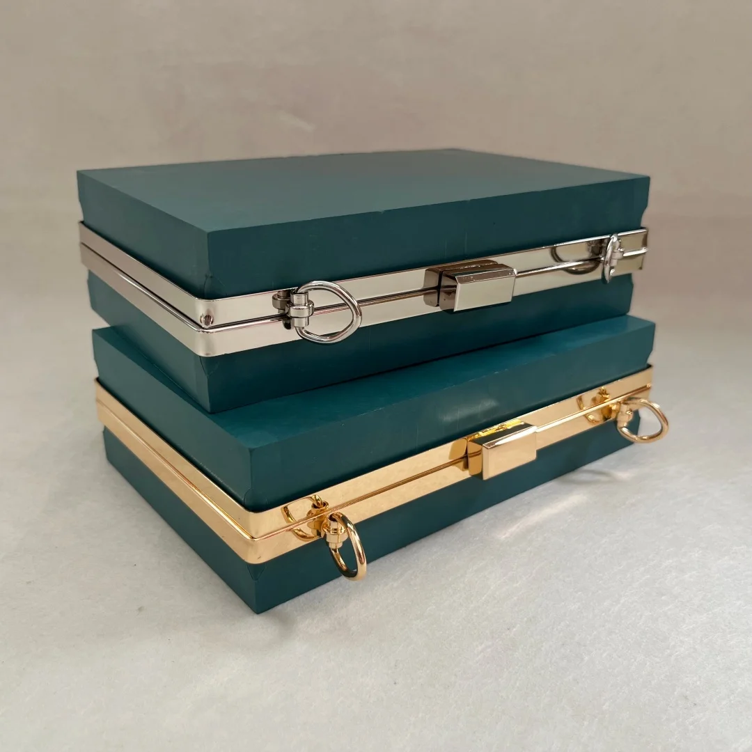 18cm Customized Metal Box Clutch Wallet Frame Bag Case with Black Plastic Sheet - Hardware Purse Frame for Handbag Accessories