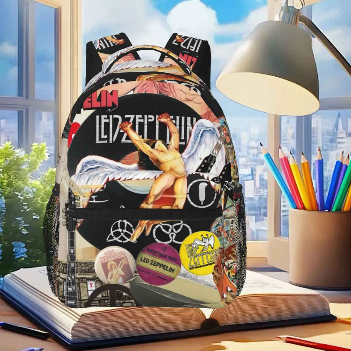 Rock Band Led Zeppelin Album Graphics Backpack Student Boys Girls BookBag Children School Bag Laptop Shoulder Bags for Men Women