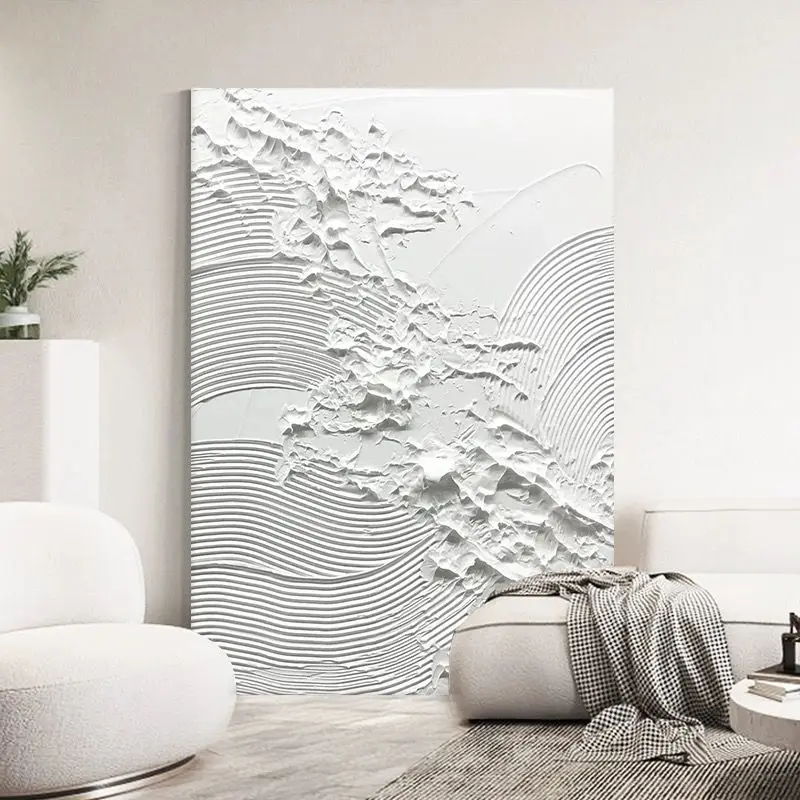 

Cream Thick Texture Waves Abstract Hanging Picture No Frame Home Wall Decoration Handmade Oil Painting On Canvas Artwork Hanging