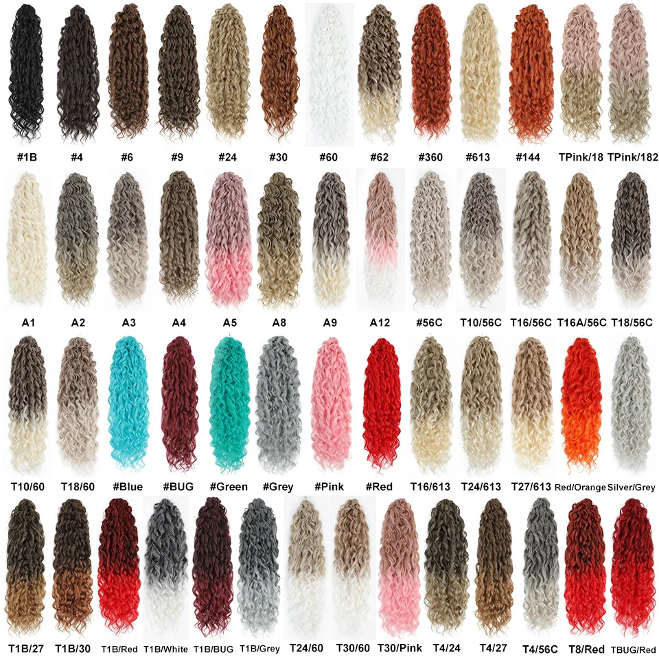 أسود جيسيكا تجعيد الشعر عميق متموج تويست الكروشيه الشعر كروشيه اصطناعي الضفائر ارتفاع درجة الحرارة الألياف تجديل وصلات شعر #2