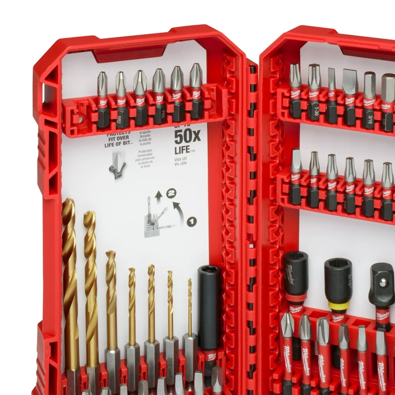 Milwaukee 48-32-4013 SHOCKWAVE Impact Duty Drill & Drive Set  Flat Head Sharp Tip Strong Drilling Tool Accessories 50PCS