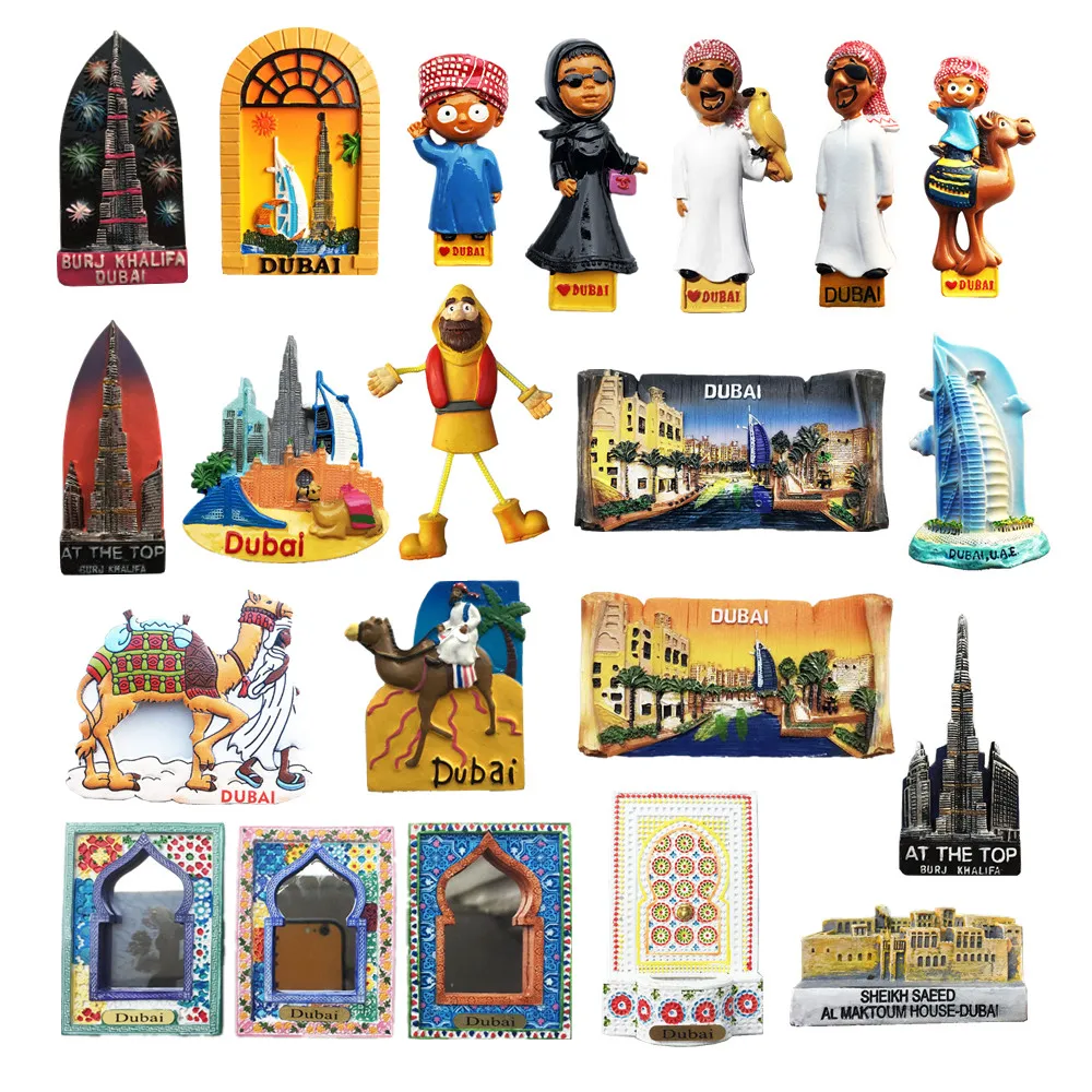 Asia United Arab Emirates Dubai Tourist Souvenir Fridge Magnets Decoration Articles Handicraft Magnetic Refrigerator Collection