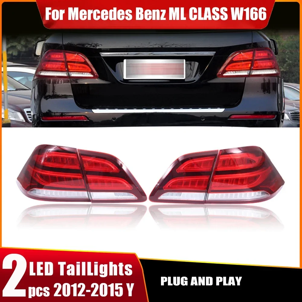 4pcs Upgrade GLE Rear Tail Light For Mercedes Benz ML CLASS W166 2012 2013 2014 2015 LED Rear Reflector Signal Lamp Car Styling