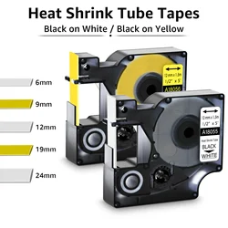 6/9/12/19/24mm 18055 18056 Tape For Dymo Industrial Heat Shrink Tubes 18053 18054 18057 18058 for Rhino 4200 5200 Label Makers
