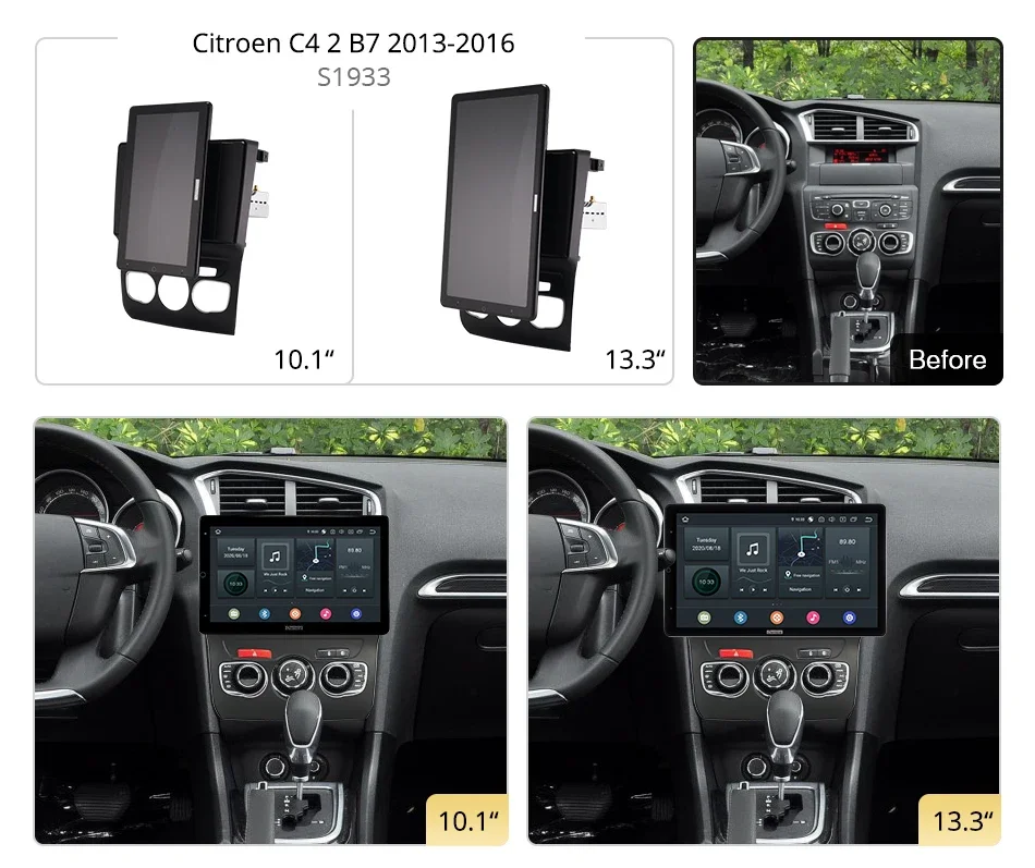 Tesla style 13.3inch PX6 Android 10 Car DVD Player Auto Rotatable Navigation GPS Wifi Stereo Radio For Citroen C4 2 B7 2013-2016