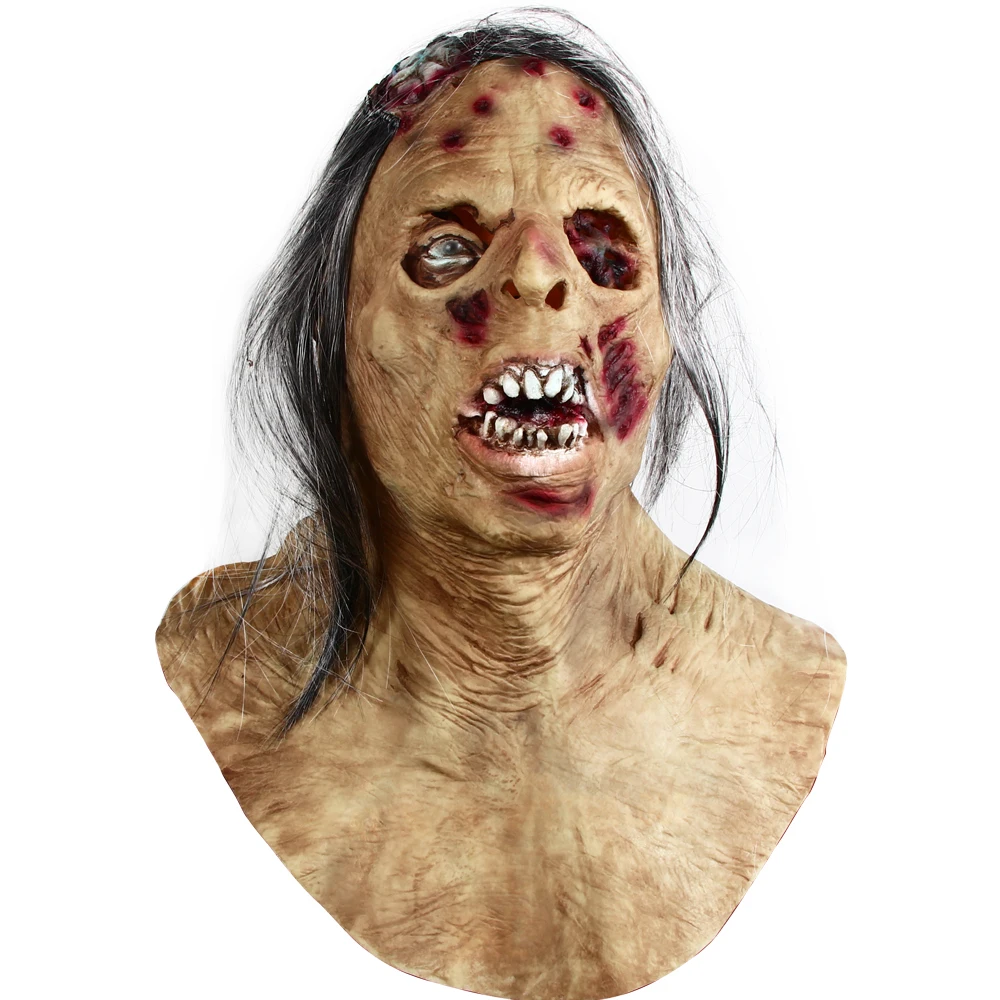 Đáng Sợ Zombie Head Mặt Nạ Cao Su Creepy Halloween Trang Phục Đạo Cụ Kinh Dị Dành Cho Người Lớn Fancy Dress Đảng Trang Trí