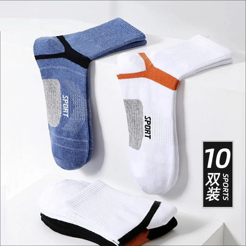 10 Pairs High Quality Men\'s Socks Black Sports Cotton Sock Casual Run Spring Summer Mesh Thin Sock Men Breathable Male Sock Gift