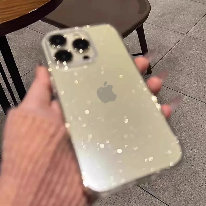 Przezroczyste modne błyszczące miękkie etui z TPU na iPhone 15 14 13 12 11 Pro Max Plus błyszcząca silikonowa osłona na zderzak