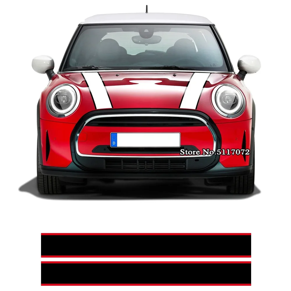 For Mini R55 R56 R57 R58 R59 R60 R50 R52 R53 F54 F55 F56 F60car Hood Decal Engine Cover Rally Line Bonnet Stripe Sticker