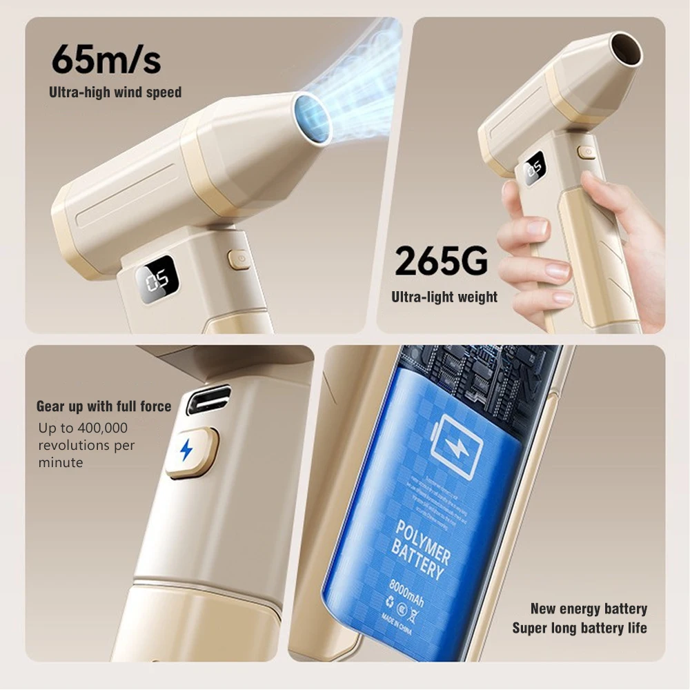 450000 دورة في الدقيقة مروحة نفاثة توربو صغيرة منفاخ هواء قوي يده عالية السرعة فرش السيارات مروحة عنيفة لأداة تنظيف قناة الكمبيوتر