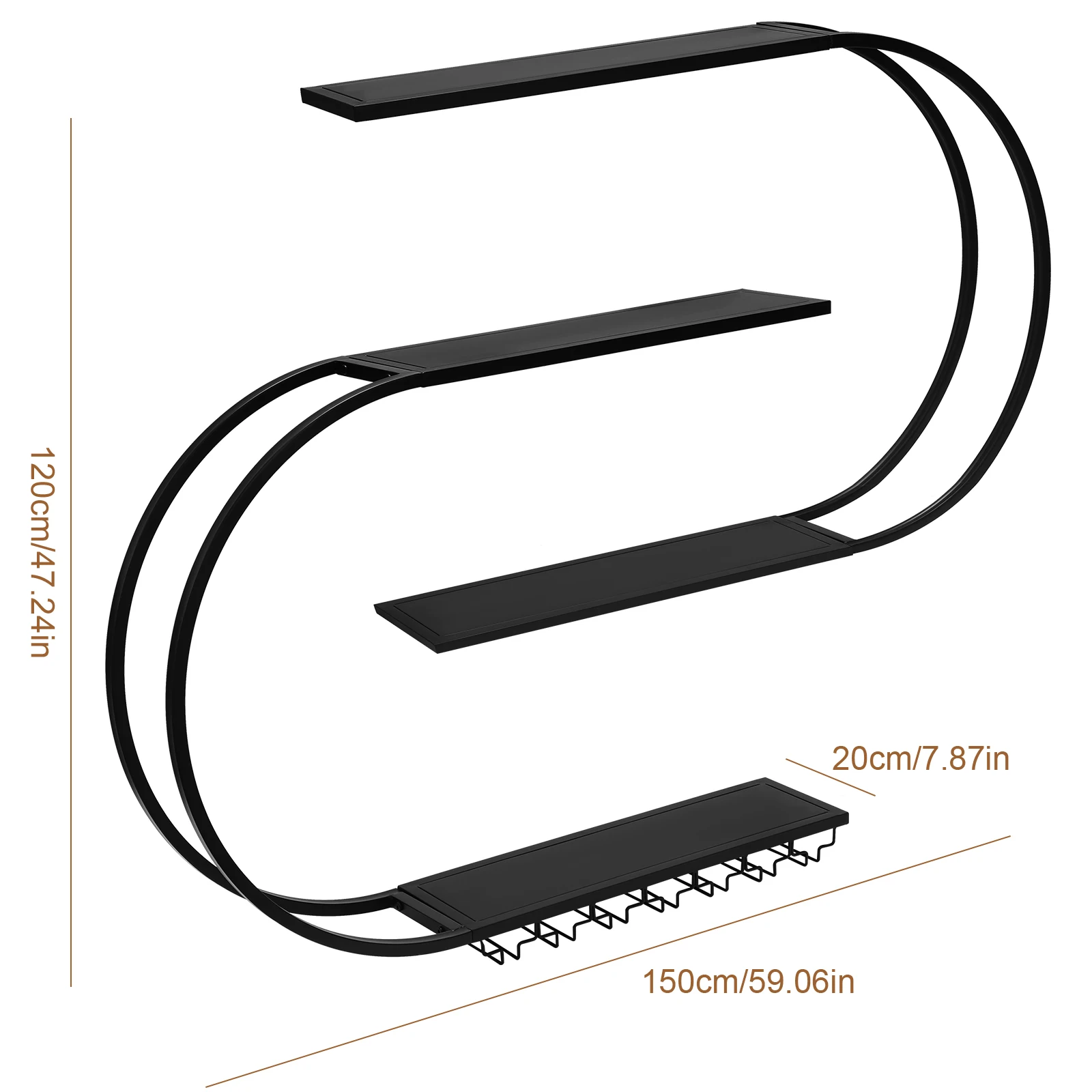 رف عرض زجاجة الخمور مع ضوء LED حامل زجاجي للنبيذ معلق بسعة كبيرة لتزيين غرفة الطعام في المنزل