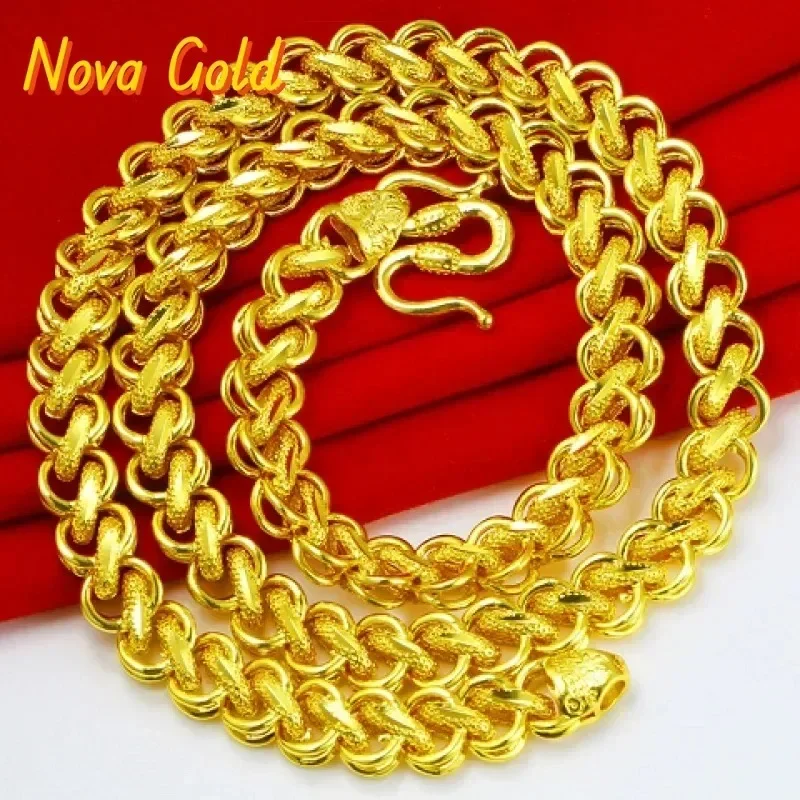 NovaGlod Gold Shop Presents 9999 24K Real Gold Necklaces, Men's and Women's Models, Fortune - filled Boss Chains