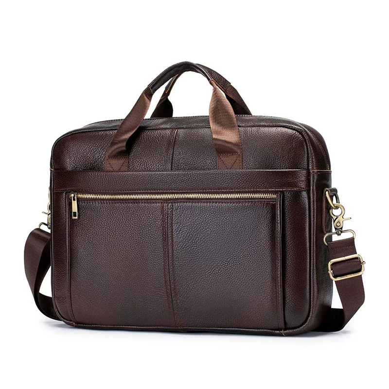 

Genuine Leather Briefcase Top Layer Cowhide Men's Vintage Messenger Business Crossbody Shoulder 15.6 inch Computer Office Bag