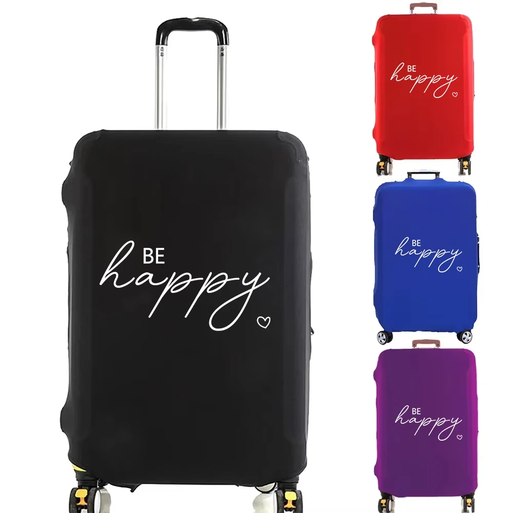 Be Happy Pattern Fashion Luggage Cover Travel Suitcase Protective Cover Elasticity Dust Covers Suitable for 18-32 Inch Suitcases