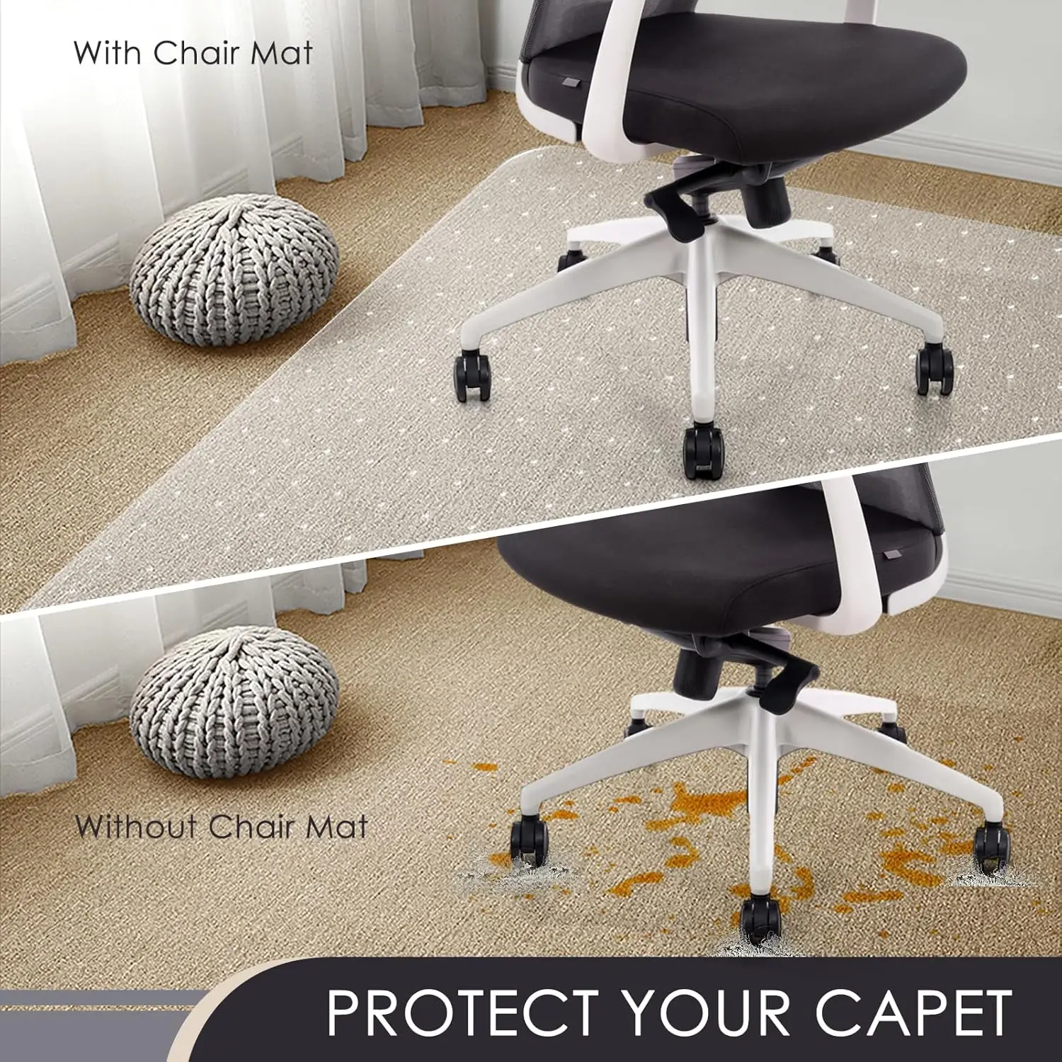 Office Chair Mat for Carpet, 32x55 Clear Heavy Duty Computer Chair Mat, Under Desk Protector Carpeted Floors Mat, Easy Chair Mov view 2