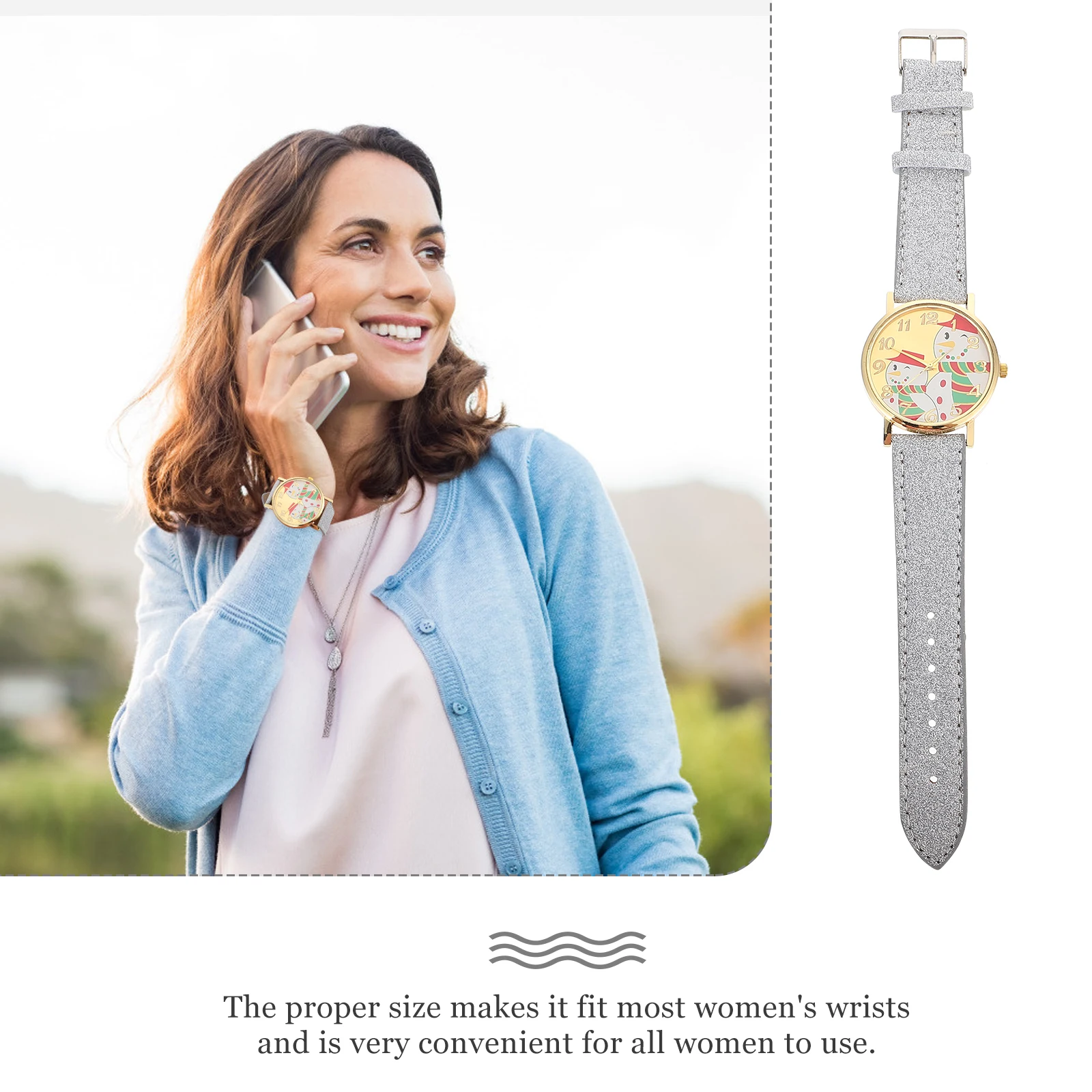 1 قطعة ساعة عيد الميلاد ثلج نمط جميل الكرتون ساعة اليد توقيت دقيق حزام قابل للتعديل الألوان الزاهية