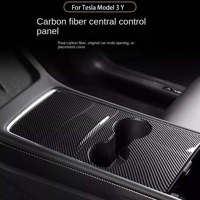 GDBCHZDM Real Carbon Fiber Ultra Thin Center Console Cover for Tesla Model 3 Y 2021-23 Not Affect Central Control Push-Pull Use