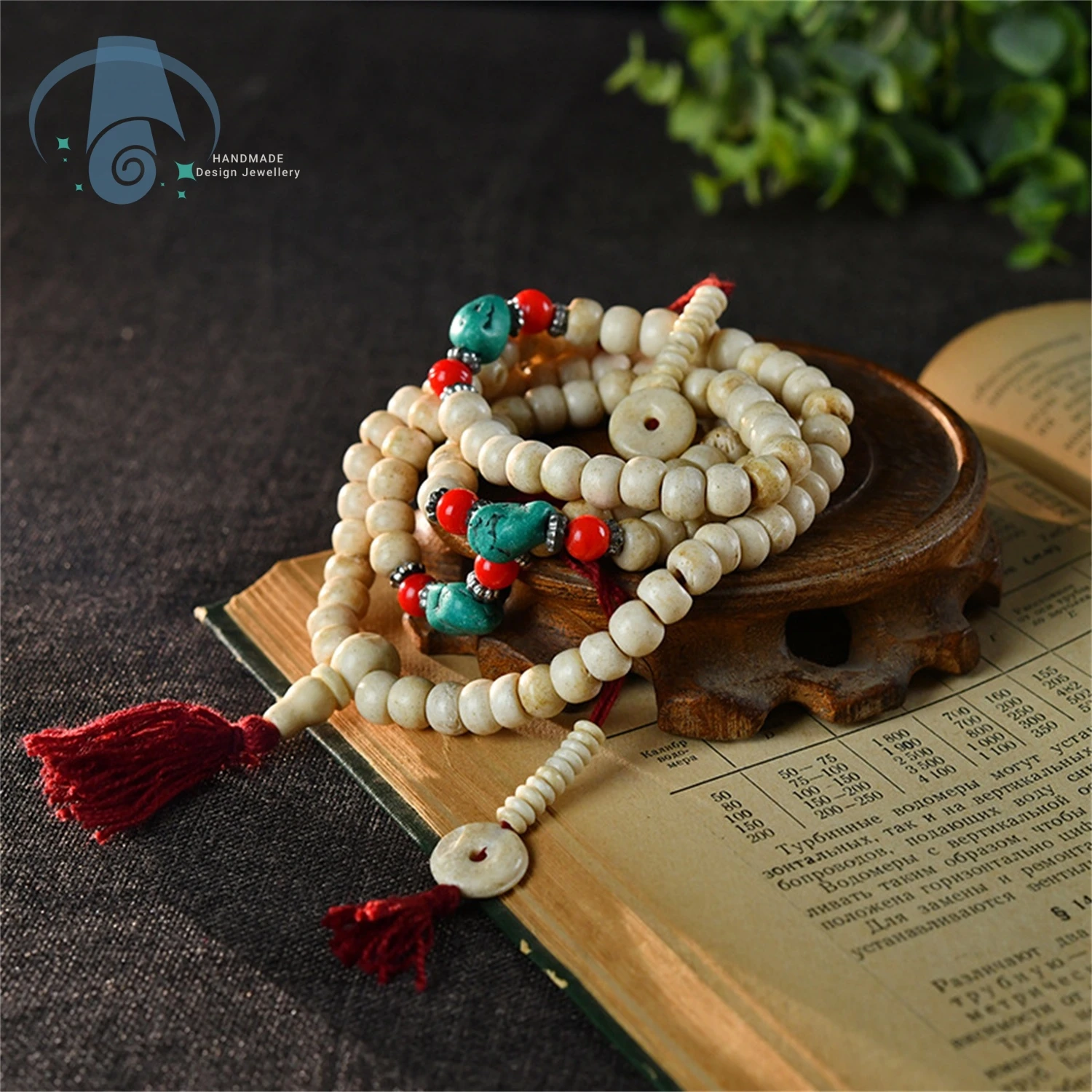 Natural Tibetan style cow bone Buddha bead bracelet with 108 pieces, featuring multi circle ethnic style counter, men's and wome