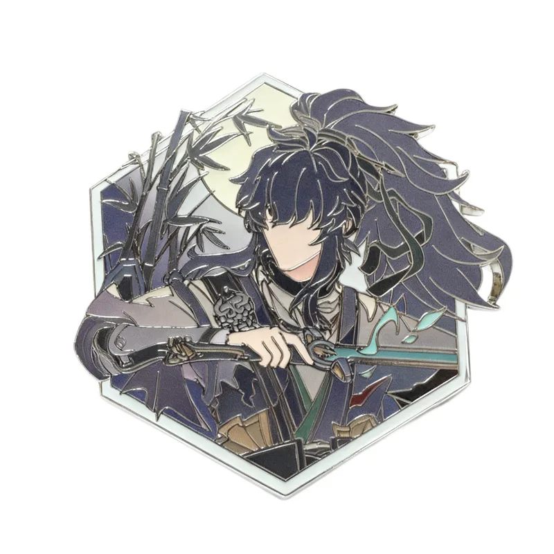 Wuthering Waves Qiuyuan Metal Brooch Resonator Fan Made Anime Game Jewelry Badge Fade Resistant Gift