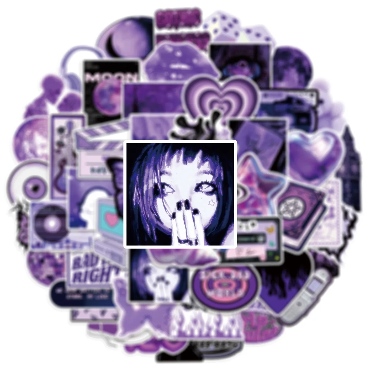 10/50 個新しいパープル Y2K 漫画ステッカー女の子落書き装飾美学 DIY おもちゃラップトップギター車バイクスケートボードデカール
