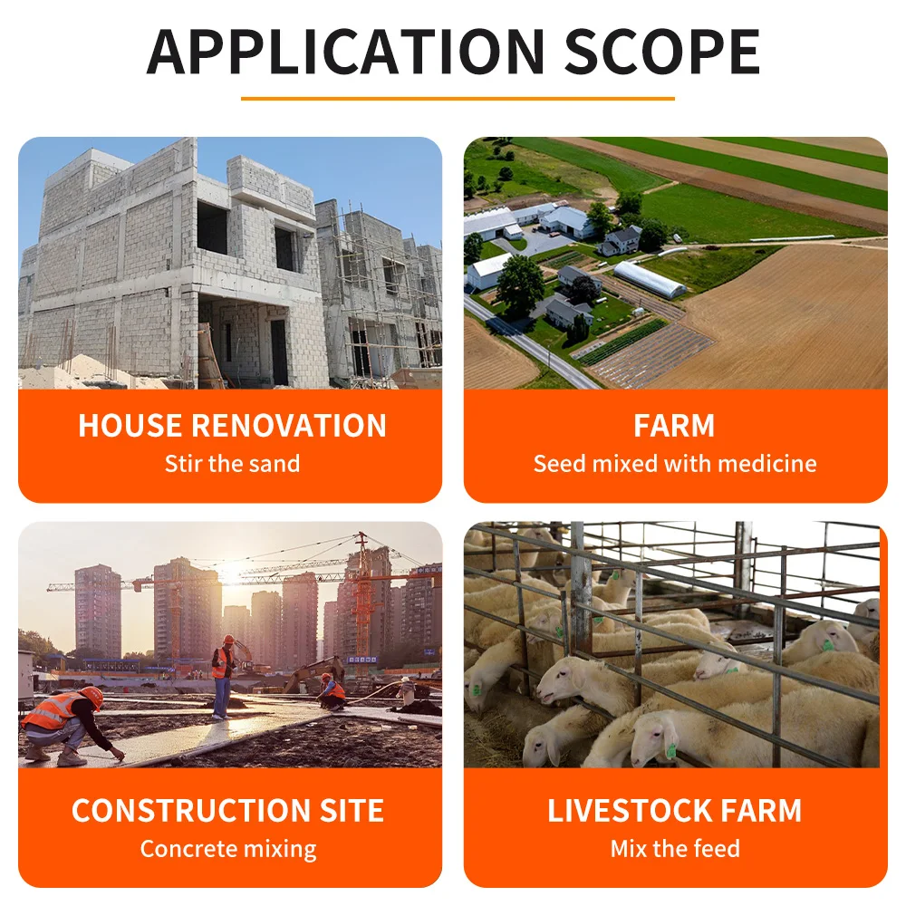 Mezcladores de hormigón eléctricos portátiles de 70L y 260L, mezcladores móviles populares de alimentación de cemento para granja y hogar para la industria de la construcción