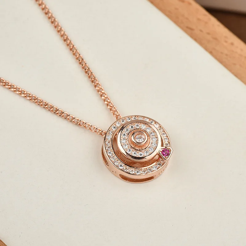 새로운 사랑 나침반 티타늄 스틸 목걸이, 둥근 회전 펜던트, 여성용 나침반 쇄골 체인