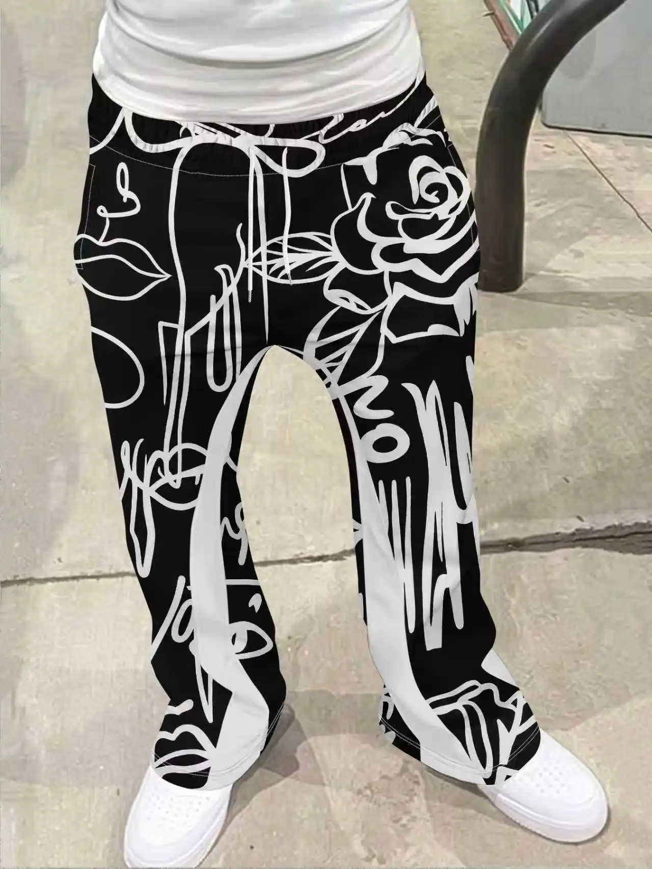 

Fashion Trousers Flare Pants Hip-hop Streetwear Fashion Drawstring Pants Outdoor Beach Pants Men's New Style Printed Holiday