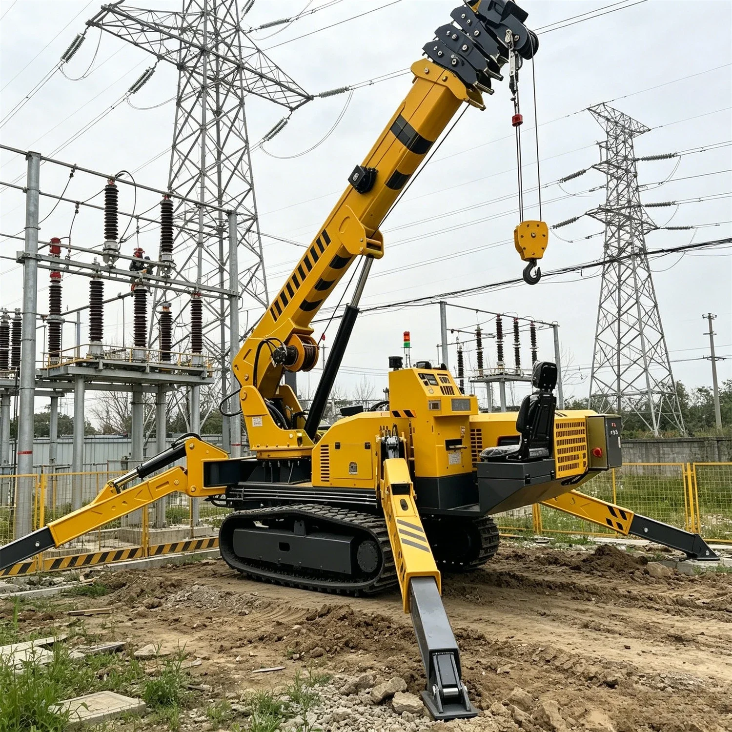 Customized Crawler Spider Crane Telescopic Outrigger 3 Ton Spider Crane 5 Ton 8 Ton Spider Crane with Long Arm Fly Jib