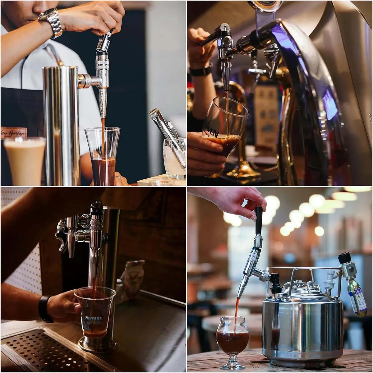 Nitro Tap Stout Faucet All Stainless Steel Nitrogen Draft Beer Tower Cold Brew Nitro Keg Draught Keg Tap 5/8\