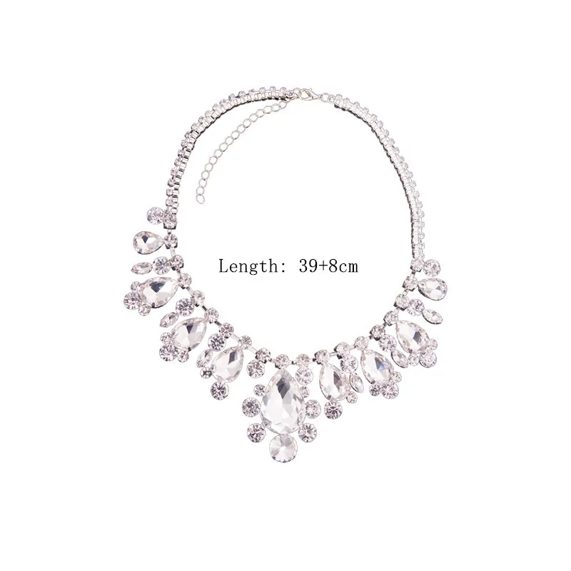 FYUAN Luxury Water Drop Crystal Choker Necklaces for Women Geometric Silver Color Clavicle Chain Necklaces Party Wedding Jewelry