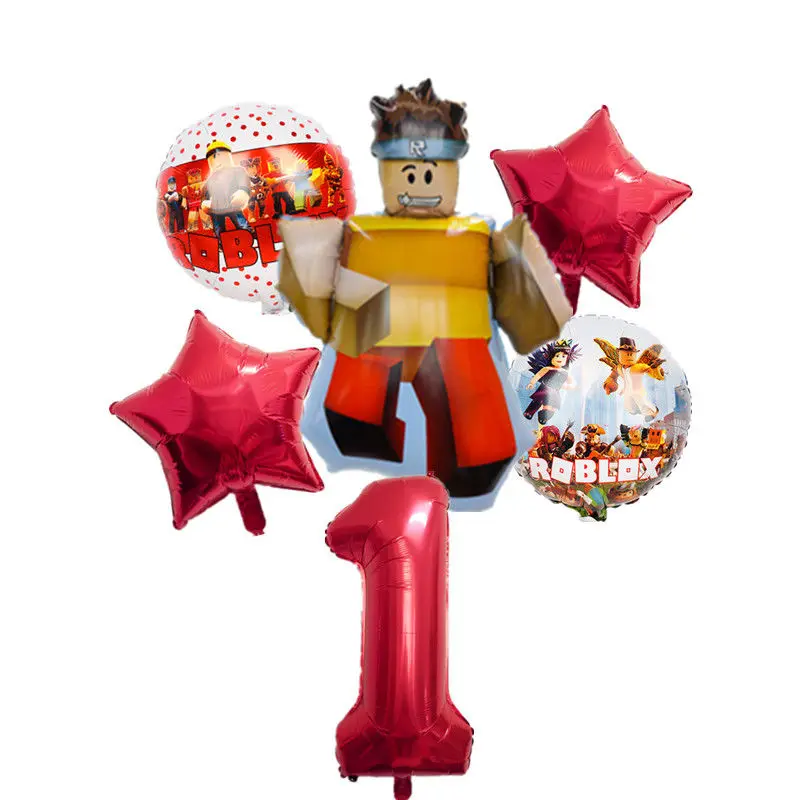 لعبة Roblox كرتونية محيطية إبداعية على شكل وجهين لتزيين حفلات أعياد الميلاد، مجموعة بالونات من الرقائق المعدنية، منتج ديكور