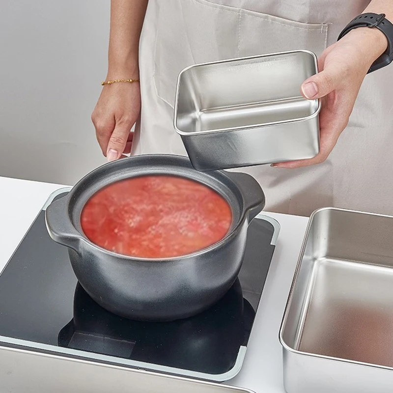 600Ml 410 Roestvrijstalen Bento-Lunchbox Met Deksel Voedselcontainers Vers Bewaardoos Thuis Lekvrije Opbergdoos