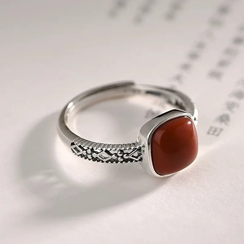 Neuer Ring aus 925er-Sterlingsilber mit rotem Edelstein für Damen, Hochzeitsschmuck, Verlobungsring, hochwertiger modischer Party-Geschenkring