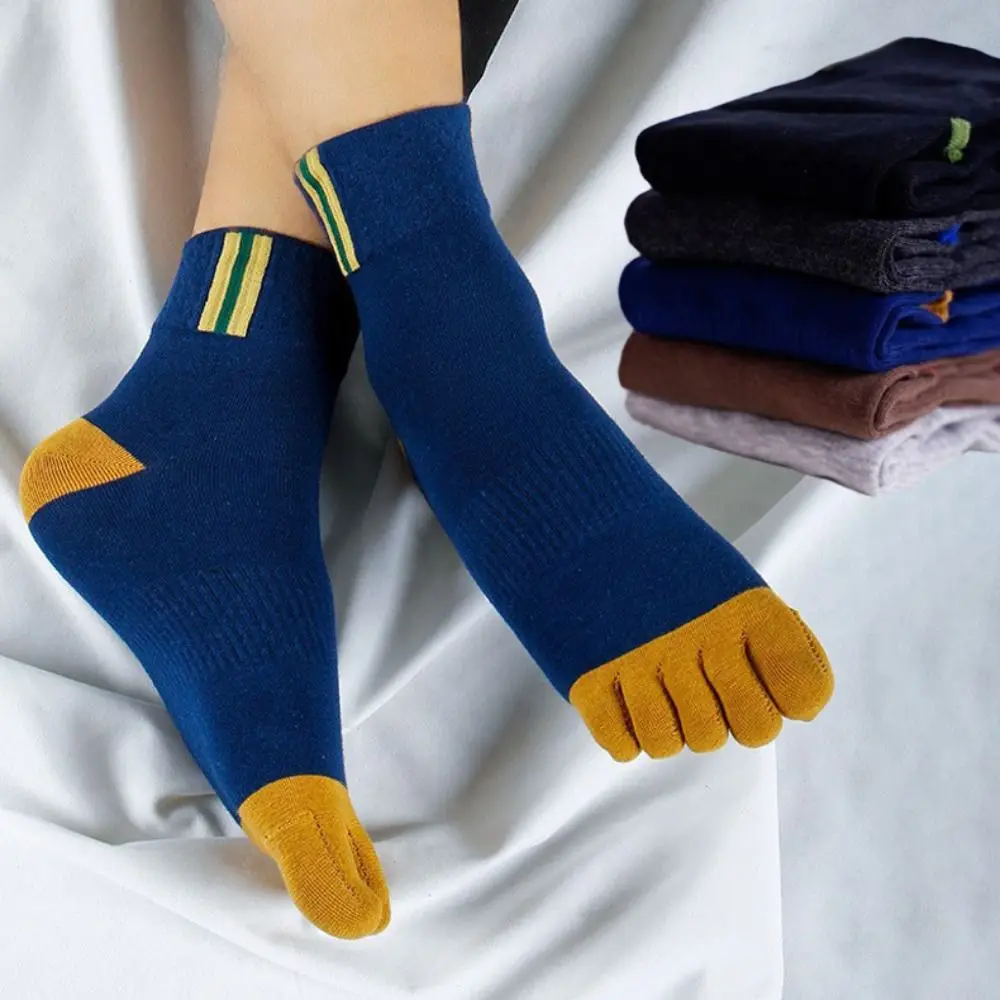 

5-парные модные удобные носки с пятью пальцами, дышащие, впитывающие пот хлопковые носки, повседневные мужские спортивные носки для мужчин