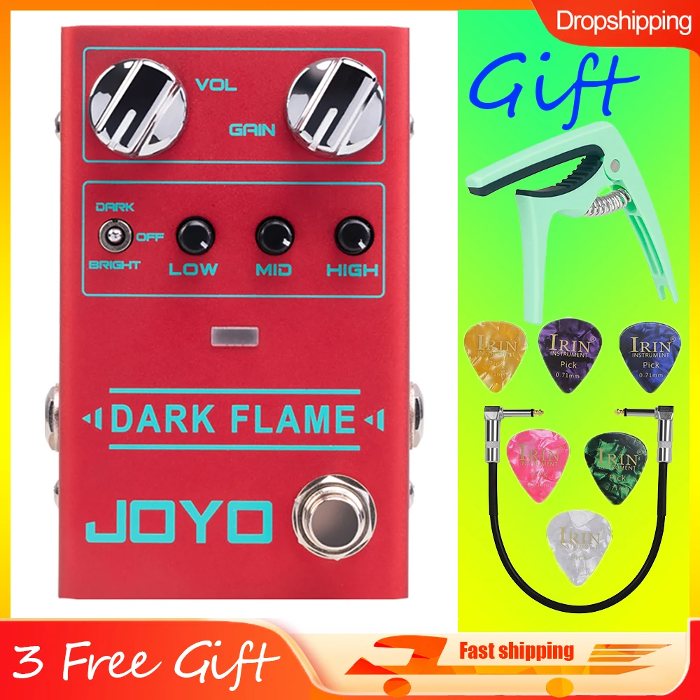 JOYO R-17 DARK FLAME Effects Pedal Modern Metal High Gain Distortion Guitar Pedal Multiple Tones 3 Band EQ for Guitar Effects