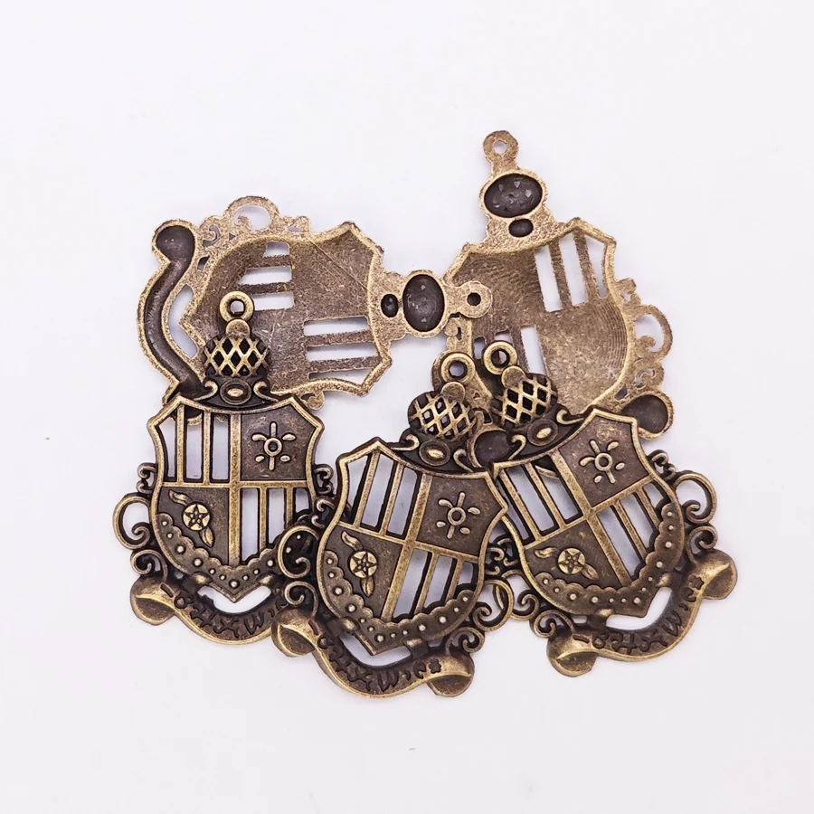 GraceAngie 15PCS Badge Shape Charms Antique Bronze Zinc Alloy School Logo Pendant Necklace Bracelet Jewelry Making Accessory