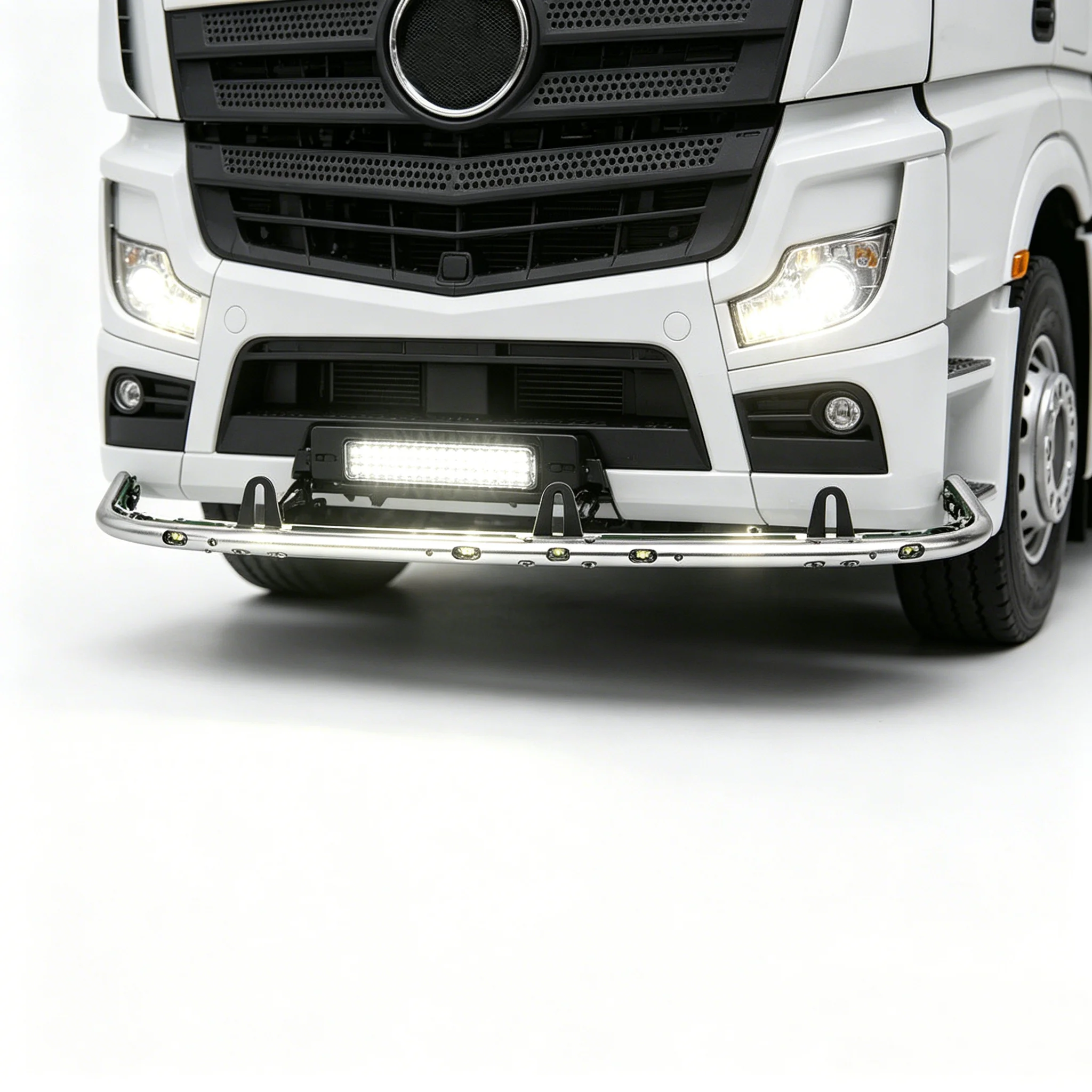 

RC 1/14 LESU Metal Front Bumper Spotlights for Tamiya Dump Truck for SCANIA 770S MAN VOLVO Truck Tripper DIY Parts