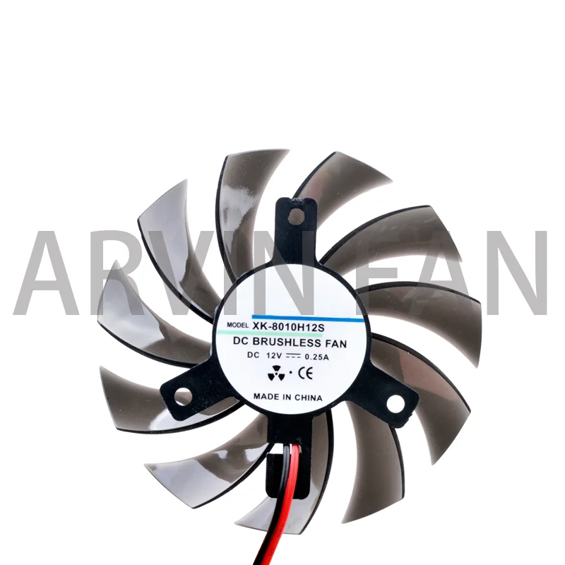 XK-8010H12S 75mm Diameter-hole Pitch 40mm DC12V 0.25A 3300rpm Graphics Card Cooling Fan For Router Micro Host CPU