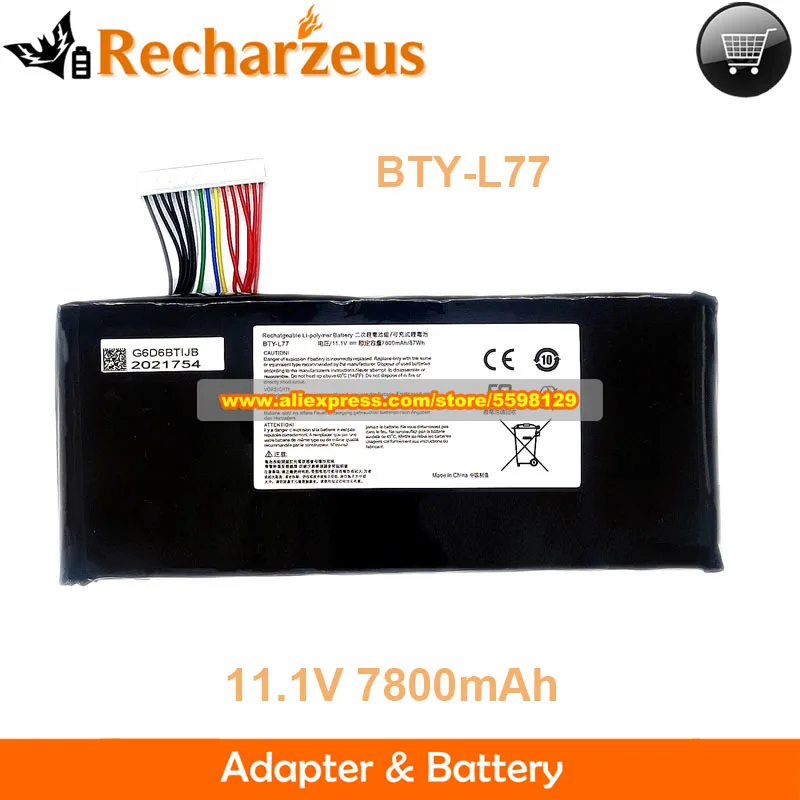 11.1V 6600mAh 73Wh Battery BTY-L77 For MSI GT72 2QD 2QE 2PE GT72 6QD DOMINATOR G GT72S 6QF GT72VR 6RE WT72 2OK WT72 6QK WT72 2OM
