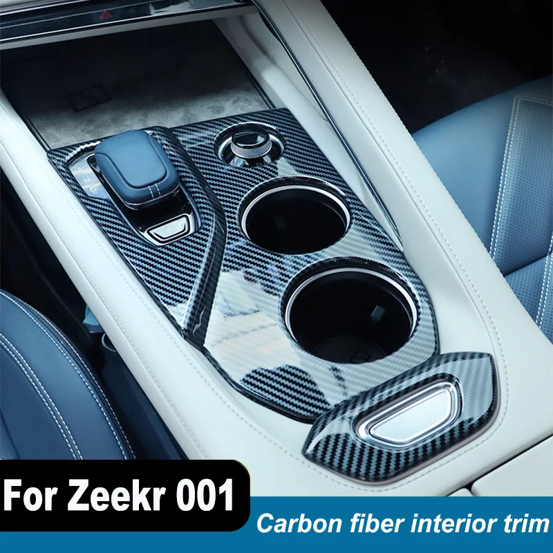 For ZEEKR 001 2021 2022 2023  Center Console Shift Panel Door Trim Modified Carbon Fiber Interior Scratch-resistant Rear Trim