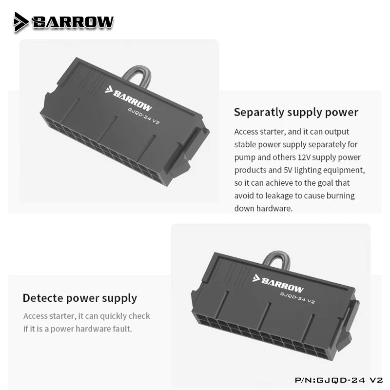 Barrow Computer 24Pin PSU Starter, Power Supply Short Circuit Can Start Without Motherboard Freely, PC MOD Part, GJQD-24 V2