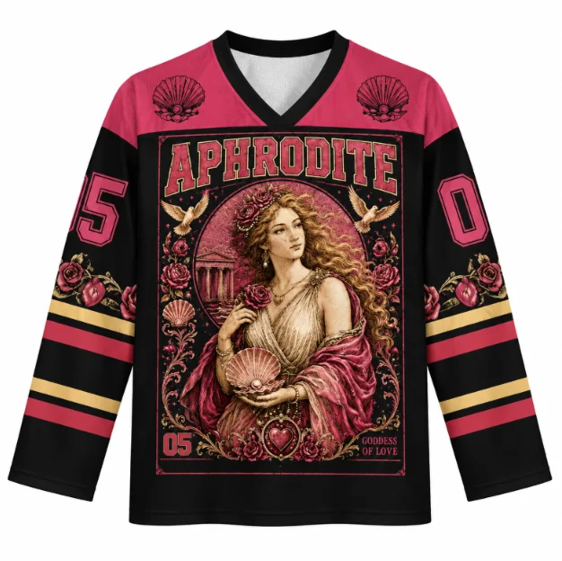 Greek Mythology Aphrodite Goddess Retro Rose Shell Dove 3D Printed Long Sleeve V-Neck Unisex Streetwear  Pullover Tops
