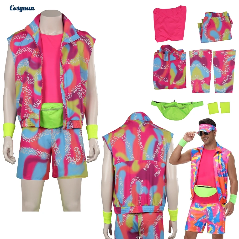 Movie Barbei Cosplay Ken Top Pants Clothes Men Adult Party Disguise Roleplay For Male Halloween Costume Carnival Outfits Suits