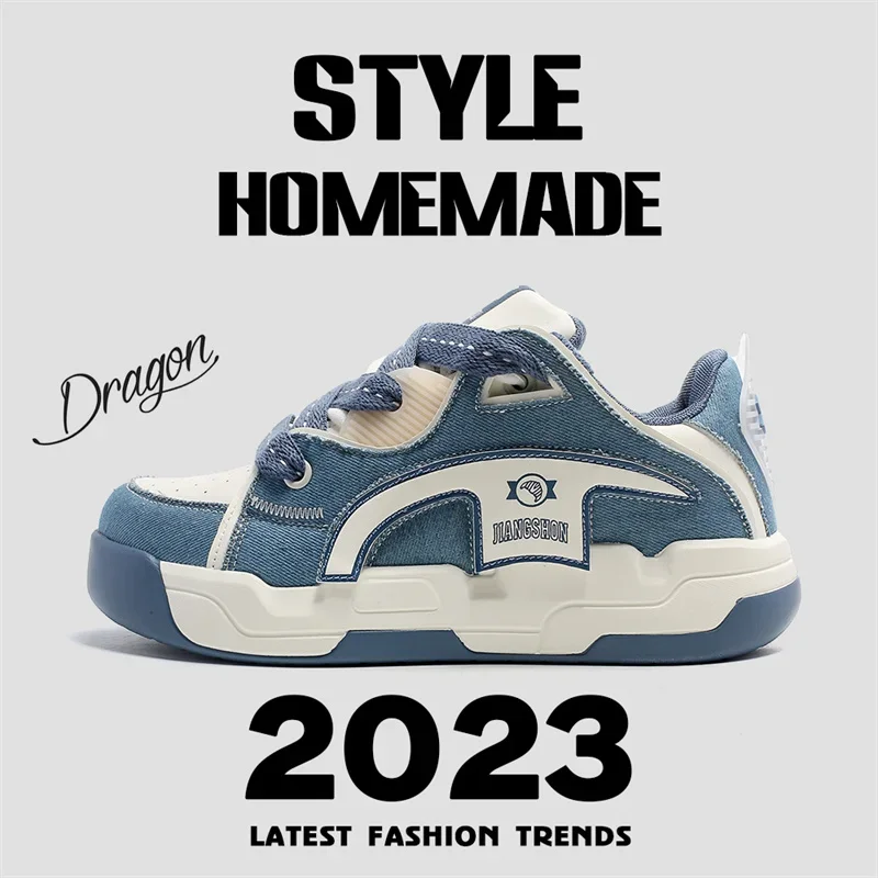 2023 Chunky Sneakers Women Leather Patchwork Round Toe Cross Tied Design Men Platform Sole Ladies Waffle Shoes 41 42 Plus Size