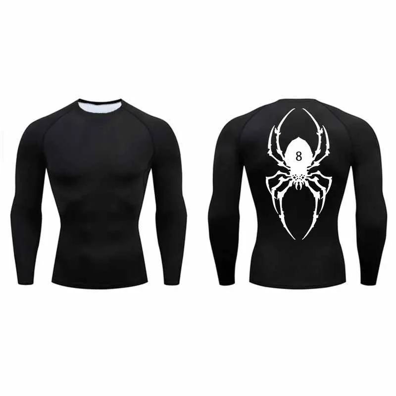 

Men's Spider Print Long Sleeve Workout Shirt - Breathable Skin-Friendly Compression Top for Gym Running & Training for All-Day