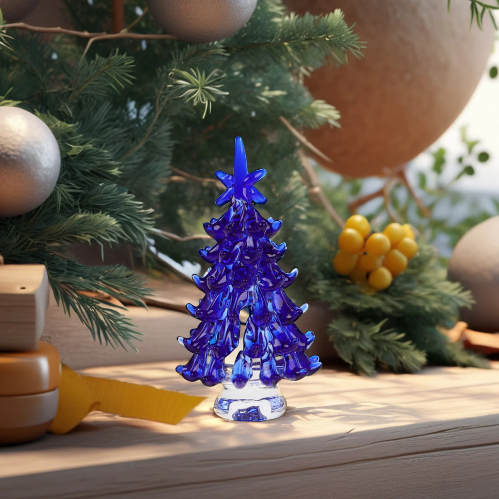 

Crystal Tree Ornament Blue Miniature Table Decoration For Home Office Holiday New Year Decor Artificial Tree Centerpiece