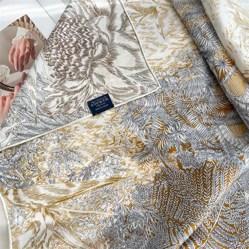 멀 베리 실크 스카프 110cm 양면 스카프 럭셔리 브랜드 Shawls Handrolled Edge Bandanas Hijab Real Silk Accessories
