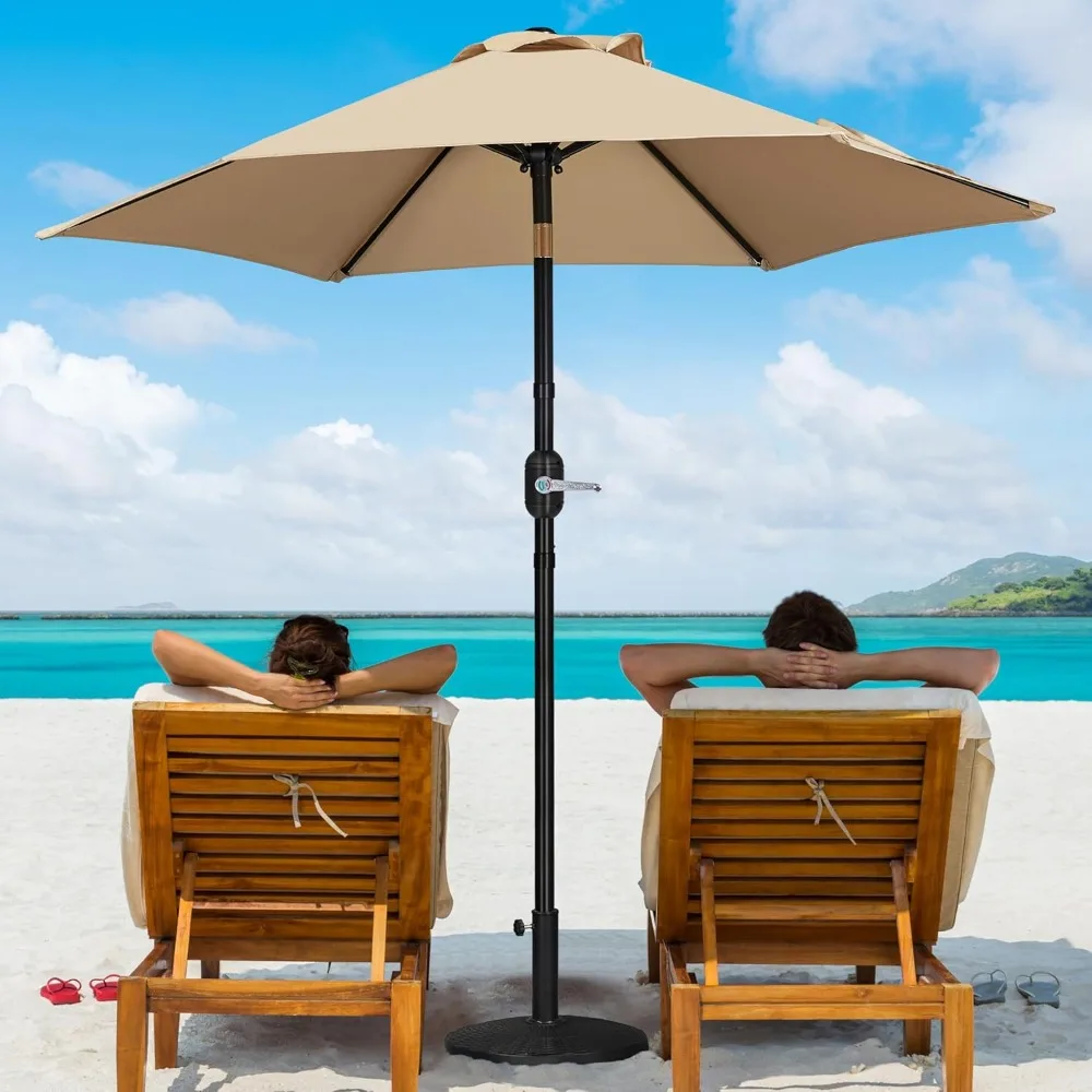 

7.5FT Garden Table Umbrella with 30lb Patio Umbrella Base, Patio Market Umbrella with Push Button Tilt, Crank and, Customized